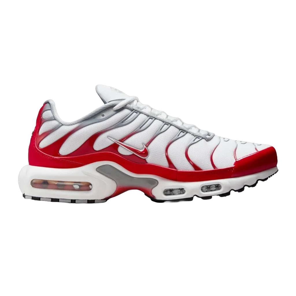 Nike Air Max Plus White University Red Wolf Grey - buty sneakersy Offstreet