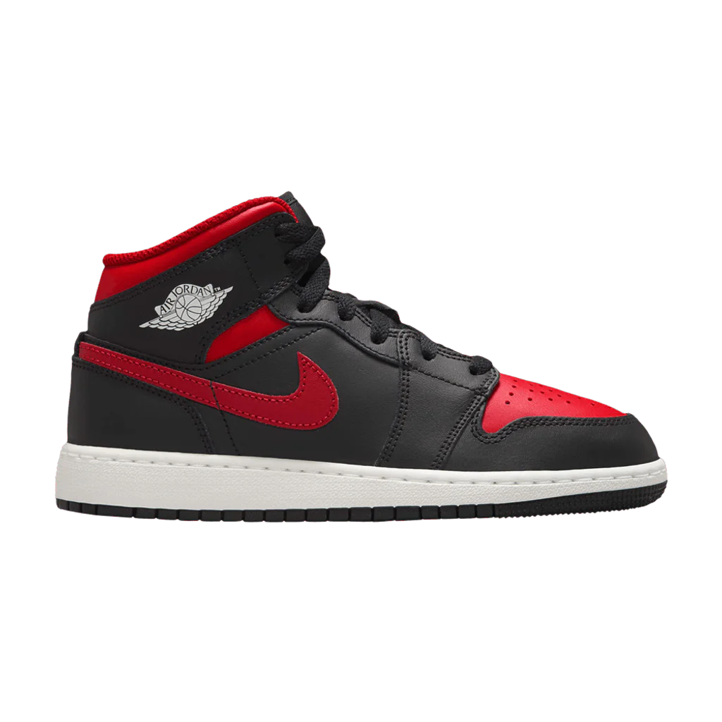 Jordan 1 Mid Black Varsity Red (GS) - buty sneakersy Offstreet