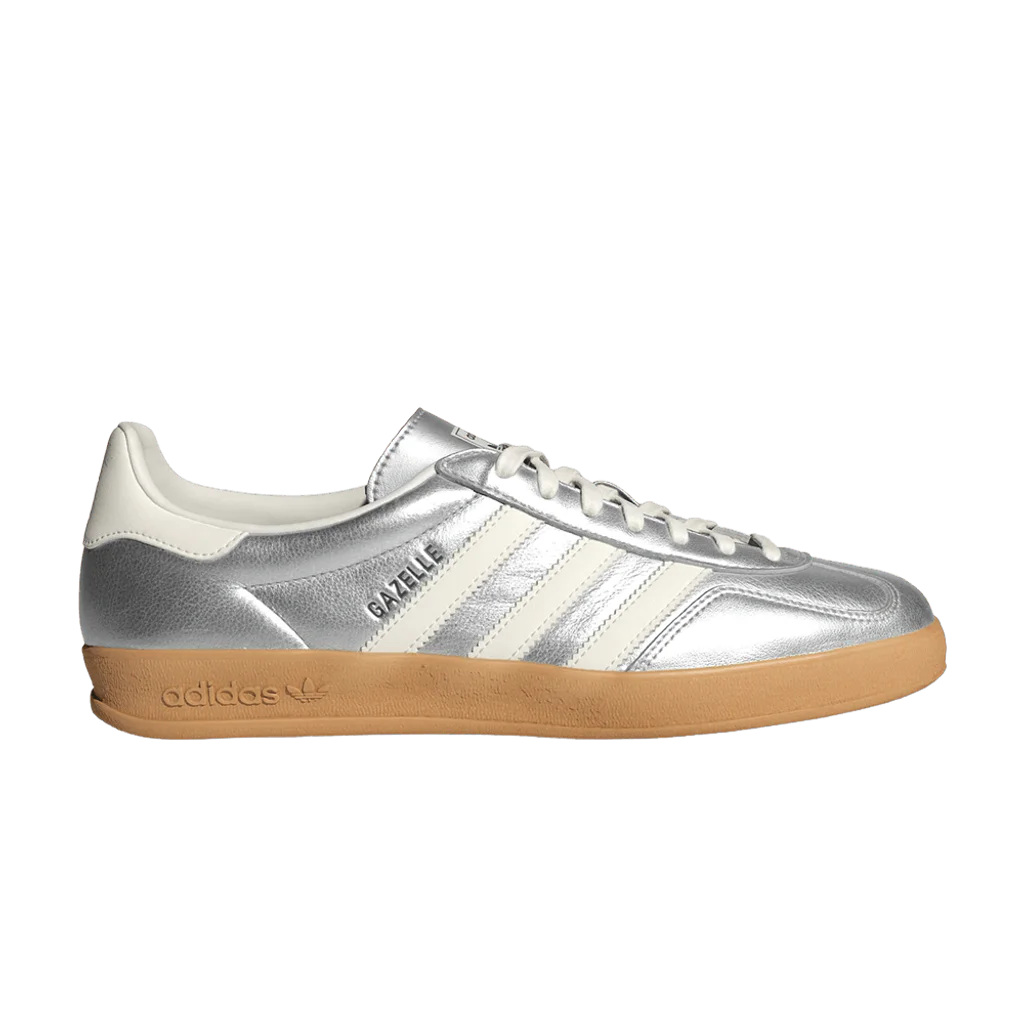 adidas Gazelle Indoor Silver Metallic Core White - buty sneakersy Offstreet